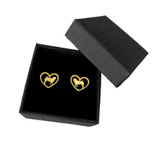 Load image into Gallery viewer, Pug Stud Earrings - 14K Gold-Plated Heart - WeeShopyDog
