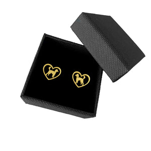 Poodle Stud Earrings - 14K Gold-Plated Heart - WeeShopyDog
