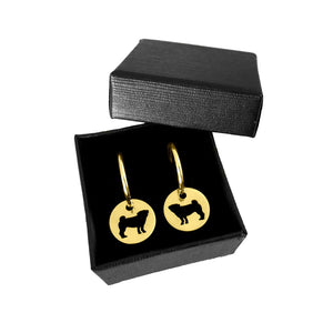 Pug Hoop Dangle Earrings - 14K Gold-Plated - WeeShopyDog