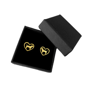 Jack Russell Stud Earrings - 14k Gold Plated Heart - WeeShopyDog