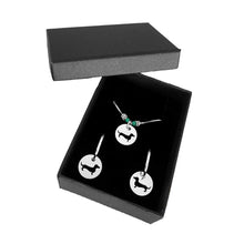 Load image into Gallery viewer, Dachshund Necklace and Hoop Earrings SET - Silver |Line Circle - WeeShopyDog

