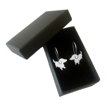 Load image into Gallery viewer, Dachshund Drop Earrings - Silver |Up - WeeShopyDog
