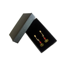 Load image into Gallery viewer, Boho Light - 14K Gold Filled Serpentine and Red Painted Jade - Dangle Stud Hoop Earrings - WeeShopyDog
