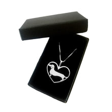Load image into Gallery viewer, Dachshund Pendant Necklace - Silver/14K Gold-Plated |Line Heart - WeeShopyDog
