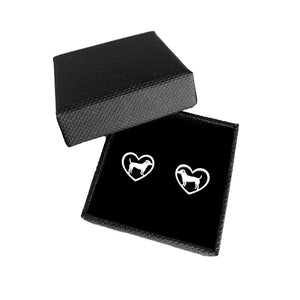 Jack Russell Stud Earrings - Silver Heart - WeeShopyDog