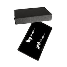 Load image into Gallery viewer, Dachshund Dangle Leverback Earrings - Silver |Sweet - WeeShopyDog
