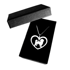 Shih Tzu Pendant Necklace - Silver Heart - WeeShopyDog