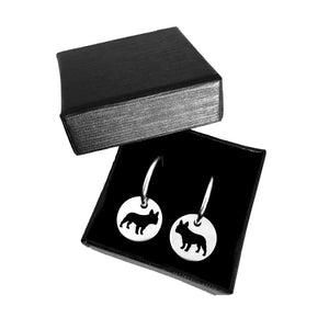French Bulldog Hoop Earrings - Silver - WeeShopDog