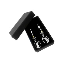 Load image into Gallery viewer, Dachshund Dangle Earrings - Silver and Pearl |Image - WeeShopyDog
