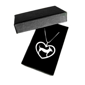 Chihuahua Pendant Necklace - Silver Heart - WeeShopyDog