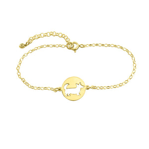 Cardigan Corgi Charm Bracelet - 14K Gold Plated - WeeShopyDog