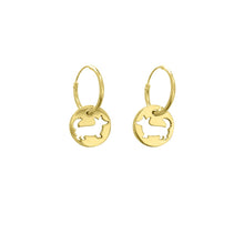 Load image into Gallery viewer, Cardigan Corgi Charm Hoop Earrings - 14K Gold Plated - WeeShopyDog
