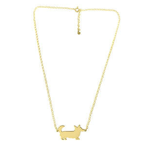 Cardigan Corgi Pendant Necklace- 14K Gold Plated - WeeShopyDog