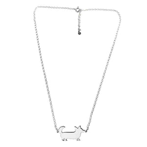 Cardigan Corgi Pendant Necklace- Silver - WeeShopyDog