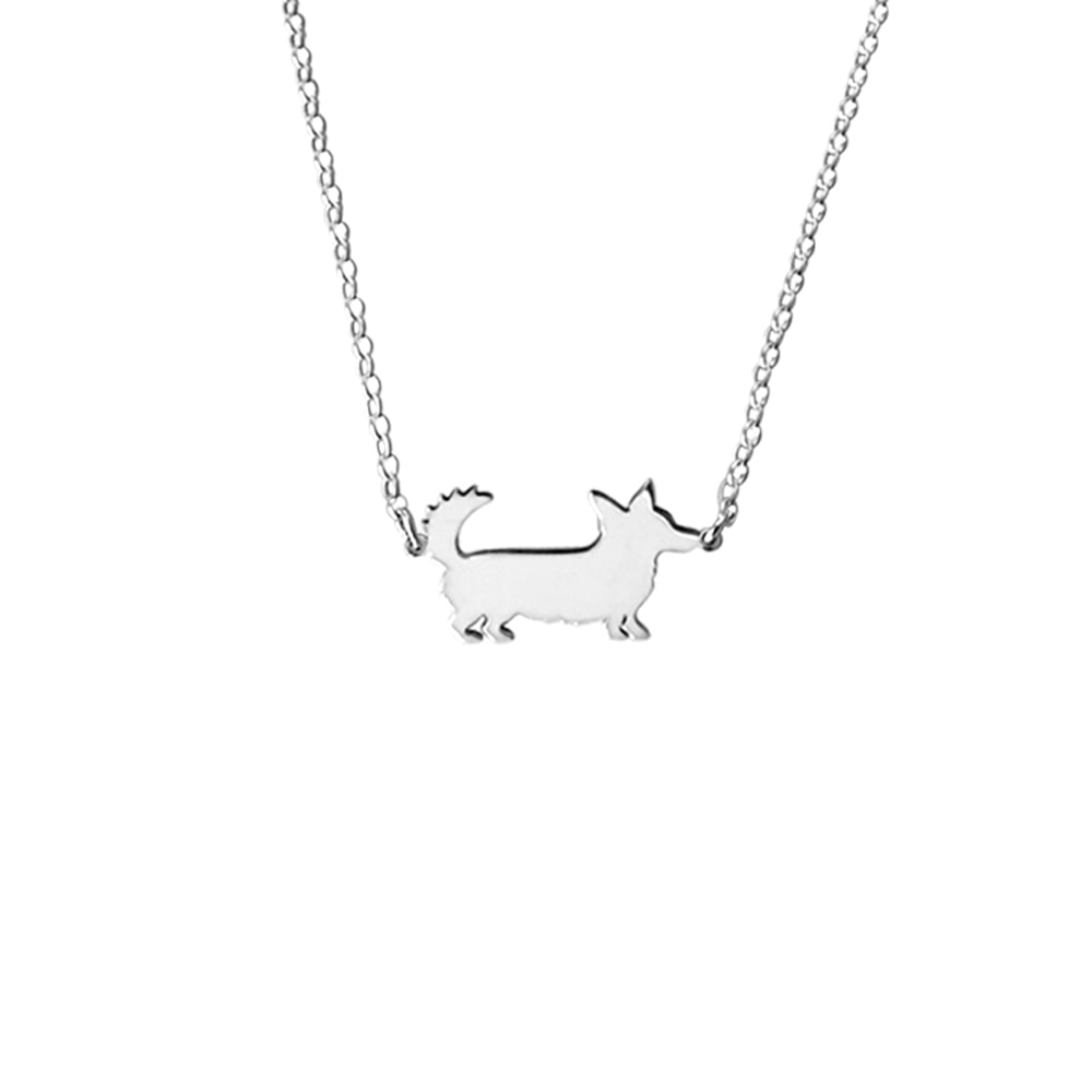 Cardigan Corgi Necklace- Silver Pendant - WeeShopyDog