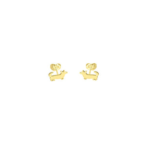 Corgi Stud Earrings - 14K Gold-Plated |Cardigan - WeeShopyDog