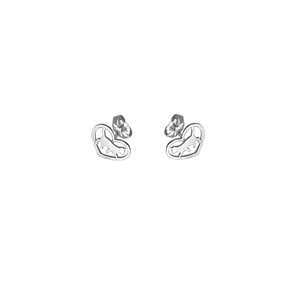 Cat Earrings - Silver Cat Stud Earrings - WeeShopyDog