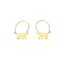 Load image into Gallery viewer, Cat Earrings - 14k Gold-Plated Hoop - WeeShopyDog
