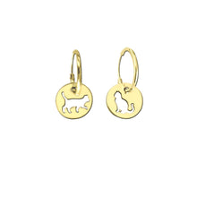 Load image into Gallery viewer, Cat Earrings - 14K Gold-Plated Charm Hoop - WeeShopyDog
