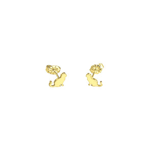Cat Earrings - 14k Gold-Plated Sit Cat Stud Earrings - WeeShopyDog