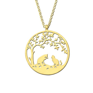Cat Necklace - Tree Of Life 14K Gold Plated Pendant - WeeShopyDog