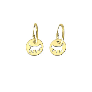 Cat  Earrings - 14K Gold-Plated Charm Hoop - WeeShopyDog