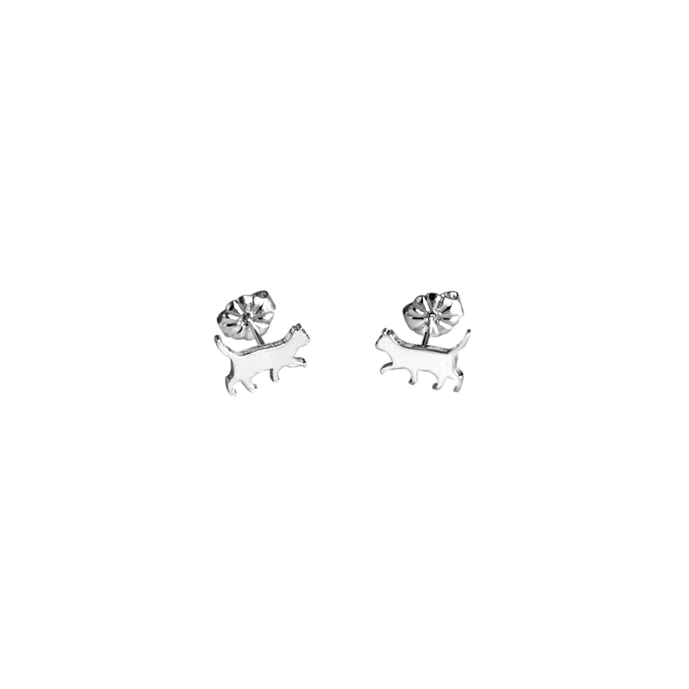 Cat Earrings - Silver Stud - WeeShopyDog