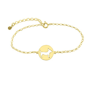 Chihuahua Charm Bracelet - Silver/14K Gold-Plated |Line Circle