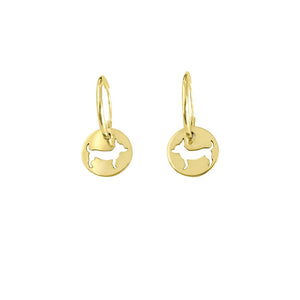 Chihuahua Charm Hoop Earrings - Silver/14K Gold-Plated |Line Circle