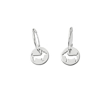Load image into Gallery viewer, Chihuahua Charm Hoop Earrings - Silver/14K Gold-Plated |Line Circle
