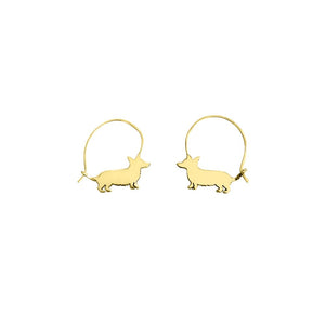 Corgi Hoop Earrings - Silver/14K Gold-Plated |Line - WeeShopyDog