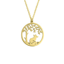 Load image into Gallery viewer, Corgi Little Tree Of Life Pendant Necklace - Silver/14K Gold-Plated - WeeShopyDog
