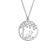 Load image into Gallery viewer, Corgi Little Tree Of Life Pendant Necklace - Silver/14K Gold-Plated - WeeShopyDog
