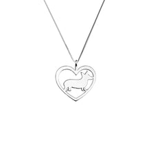Load image into Gallery viewer, Corgi Necklace - Silver Heart Pendant - WeeShopyDog
