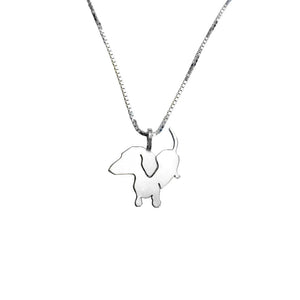 Dachshund Pendant Necklace - Silver/14K Gold-Plated |Up - WeeShopyDog