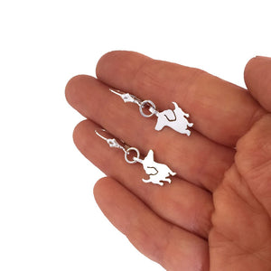Dachshund Necklace and Dangle Earrings SET - Silver |I - WeeShopyDog