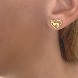 Jack Russell Stud Earrings - 14k Gold Plated Heart - WeeShopyDog
