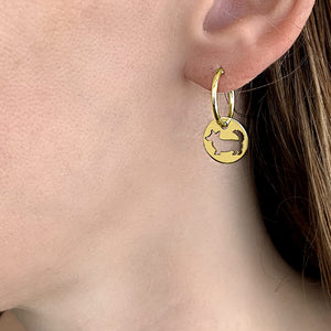 Cardigan Corgi Hoop Earrings - 14K Gold Plated Charm - WeeShopyDog