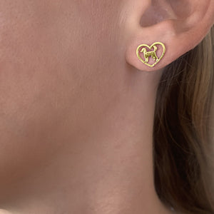Poodle Stud Earrings - 14K Gold-Plated Heart - WeeShopyDog