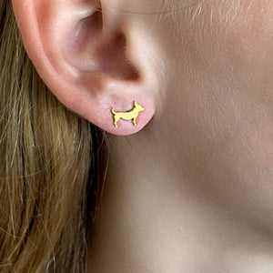 Chihuahua Stud Earrings - Silver/14K Gold-Plated |Line - WeeShopyDog