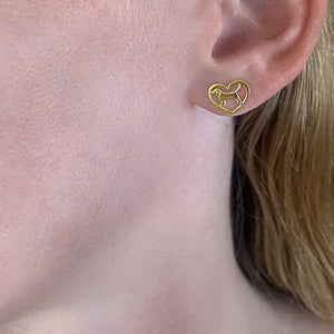Beagle Stud Earrings - 14K Gold-Plated Heart - WeeShopyDog