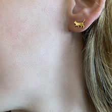 Load image into Gallery viewer, Cat Earrings - 14K Gold-Plated Cat Stud Earrings - WeeShopyDog
