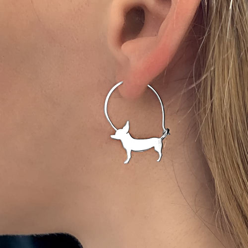 Chihuahua Hoop Earrings - Silver/14K Gold-Plated |Line - WeeShopyDog