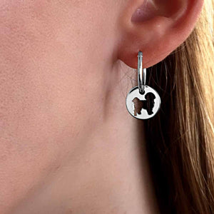 Shih Tzu Charm Hoop Earrings - Silver - WeeShopyDog