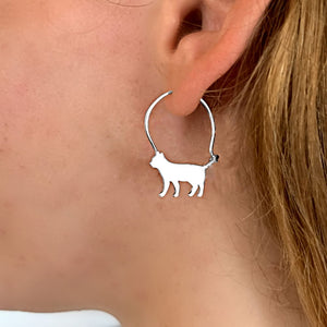 Cat Hoop Earrings - Silver - WeeShopyDog