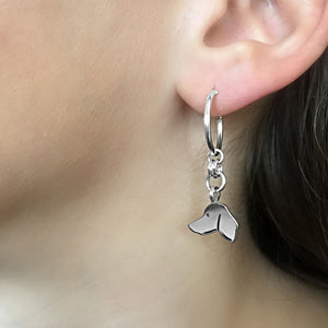 Dachshund Hoop Dangle Earrings - Silver |Side - WeeShopyDog