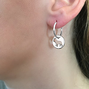 French Bulldog Hoop Dangle Earrings - Silver - WeeShopDog
