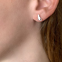 Load image into Gallery viewer, Cat Stud Earrings - Silver Sitting Cat Earrings - WeeShopyDog
