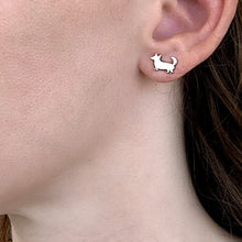 Load image into Gallery viewer, Cardigan Corgi Stud Earrings - Silver - WeeShopyDog
