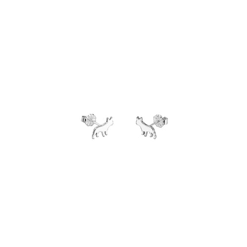 French Bulldog Stud Earrings - Silver/14K Gold-Plated |Line - WeeShopyDog